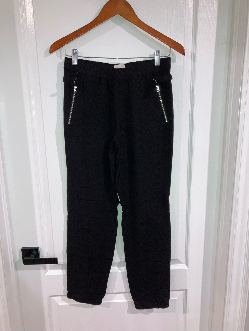 Ardene Black Buckle Zip-Pocket Jogger Pants - size M